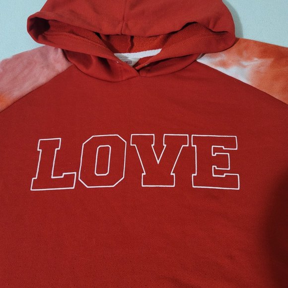 Stella Tweed Tie dye Hoodie Cropped Pullover Red Love Large - Picture 5 of 11